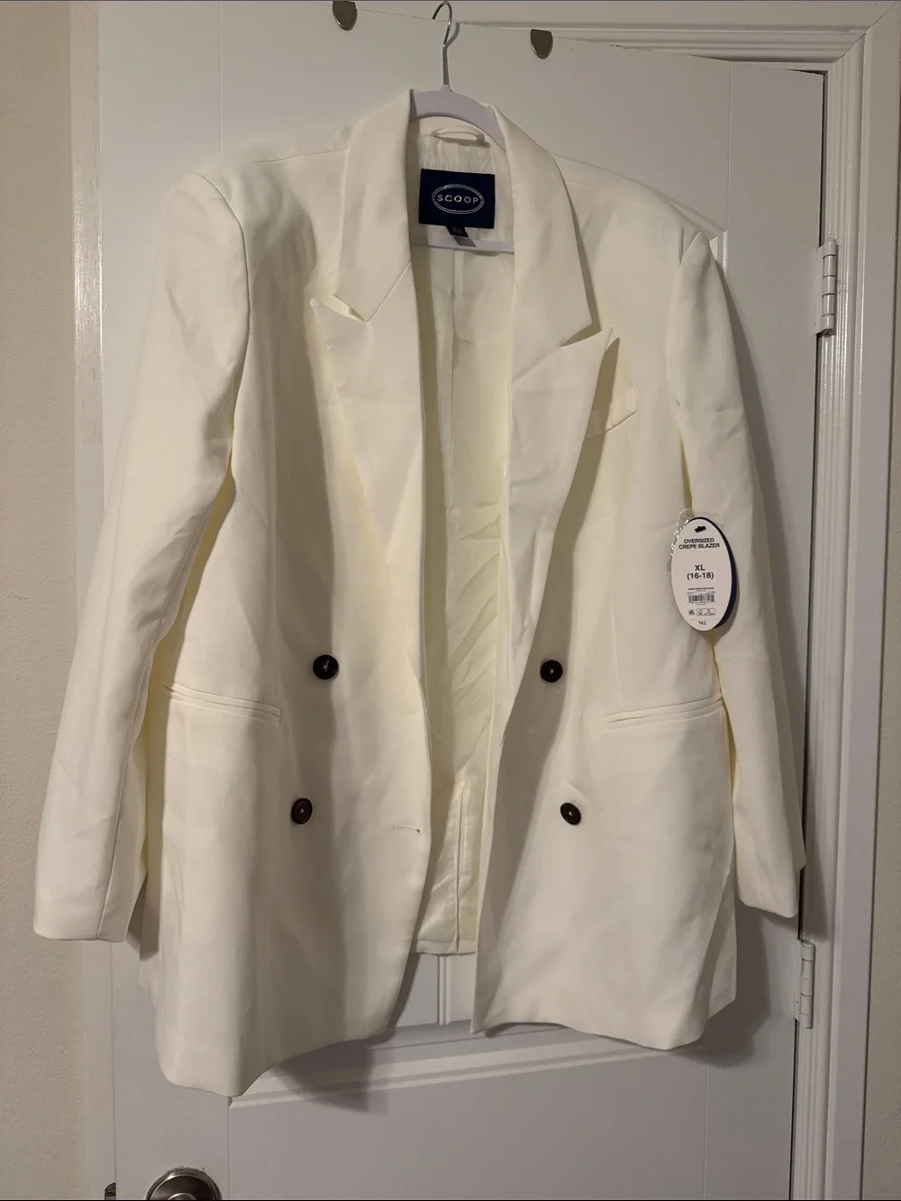 Double-Breasted White Blazer